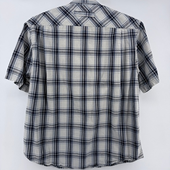 Duluth Trading Co Men 2XLT Blue White Plaid Cotton SS Button Down Shirt 51710 - Picture 3 of 8